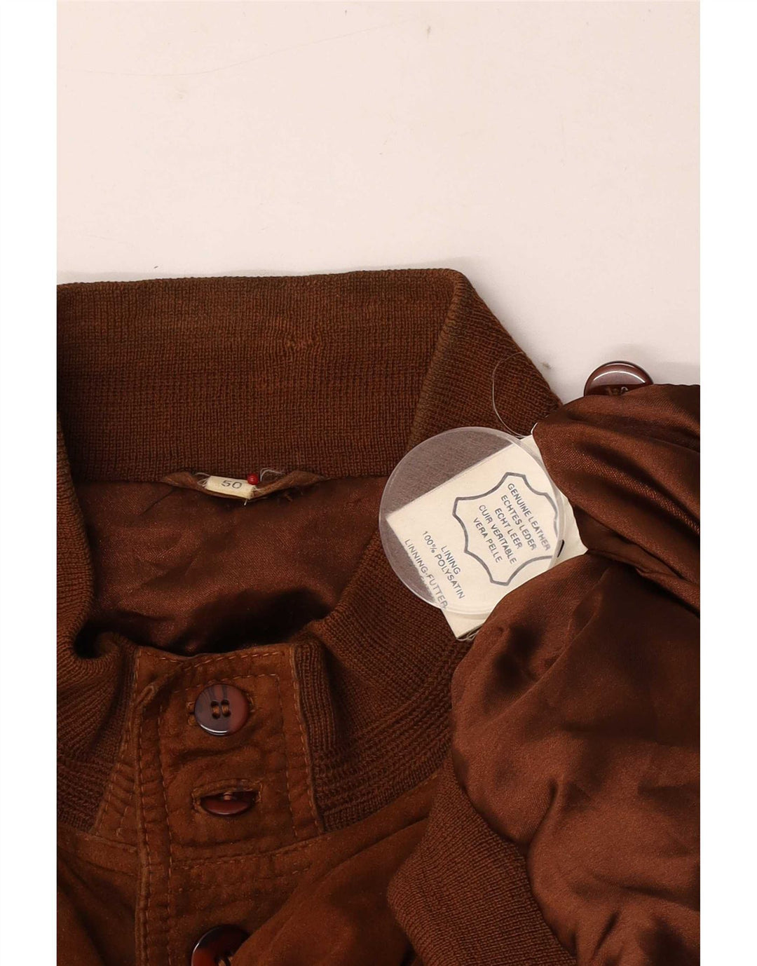 vintage Mens Suede Bomber Jacket EU 50 Grand Cuir Brun