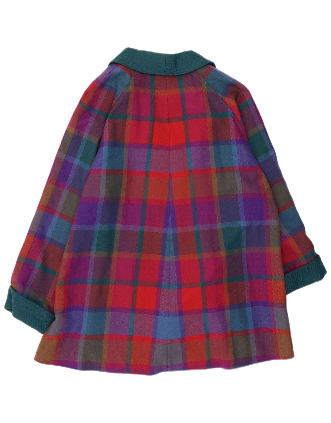 AVOCA Manteau ouvert pour femme UK 14 Medium multicolore à carreaux en laine vierge