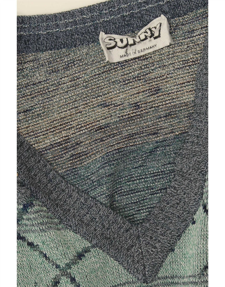 vintage Mens V-Col Jumper Sweater XL Multicolore Rayé