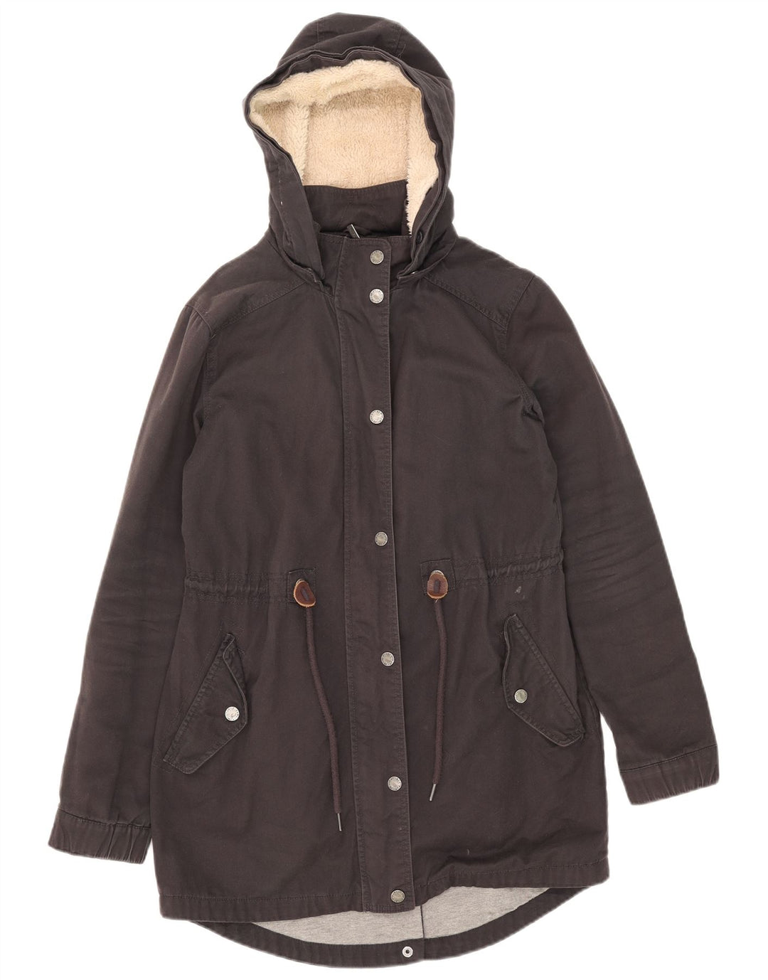 Fat Face Parka à capuche pour femme UK 8 Small Noir Coton