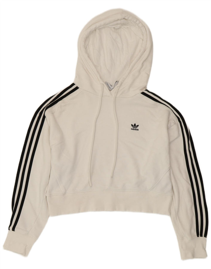 ADIDAS Pull à capuche surdimensionné pour femme UK 8 Petit coton blanc