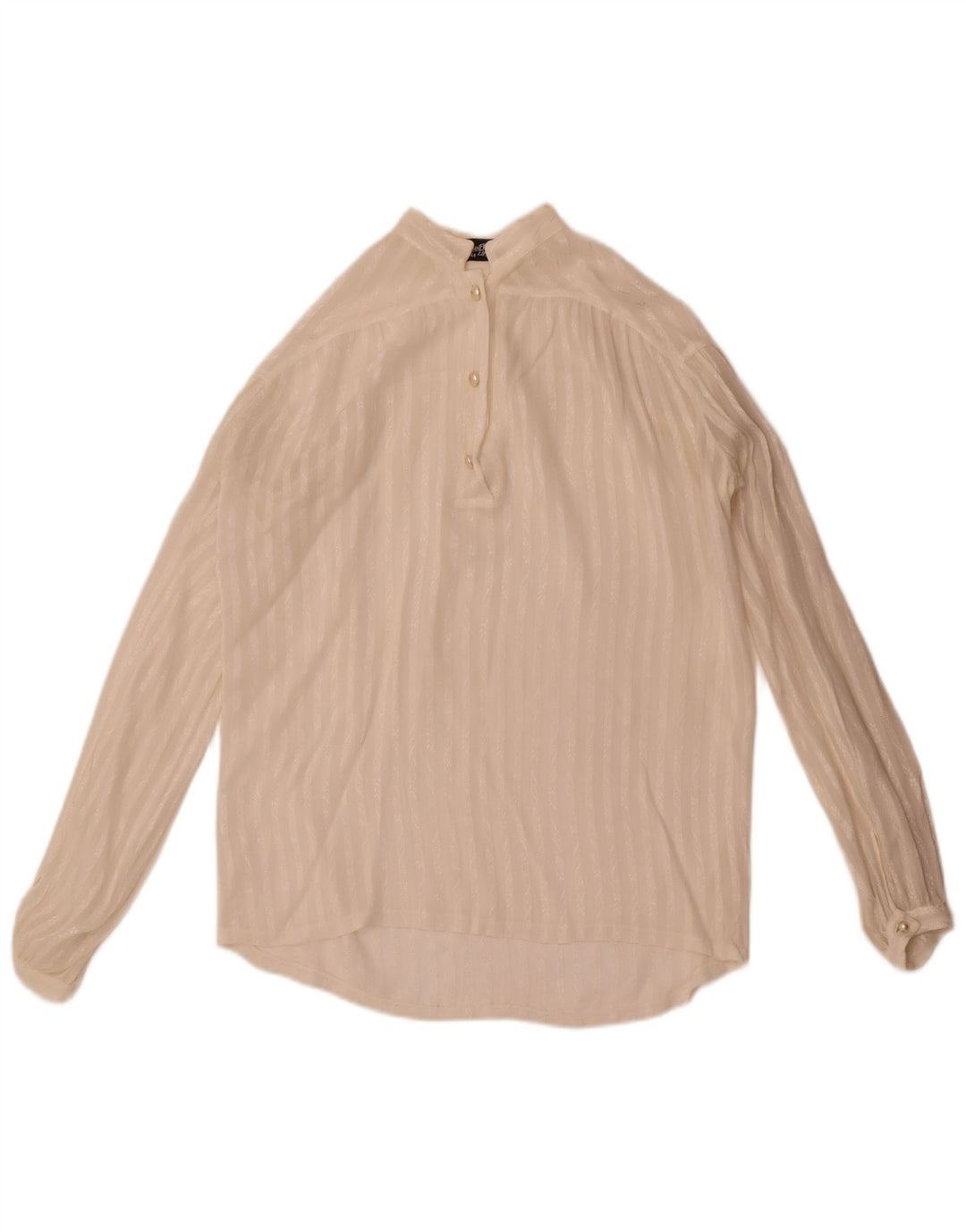 vintage Femme Pull Chemise Blouse IT 44 Moyen Blanc Rayé