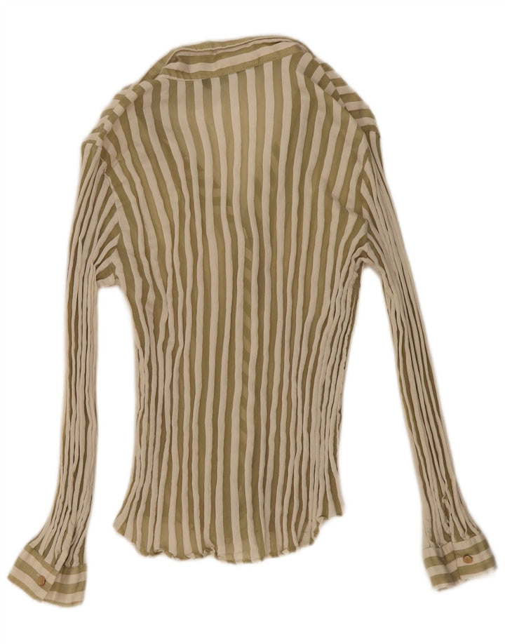 Zara Chemisier Femme UK 14 Medium Green Pinstripe