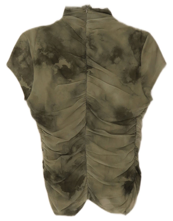 Zara Chemisier Femme Top UK 12 Polyester Tie Dye Vert Moyen