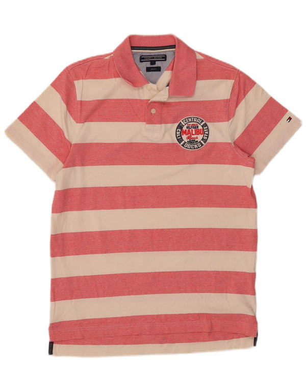 Tommy Hilfiger Polo graphique coupe slim pour homme, petit, rayé rose