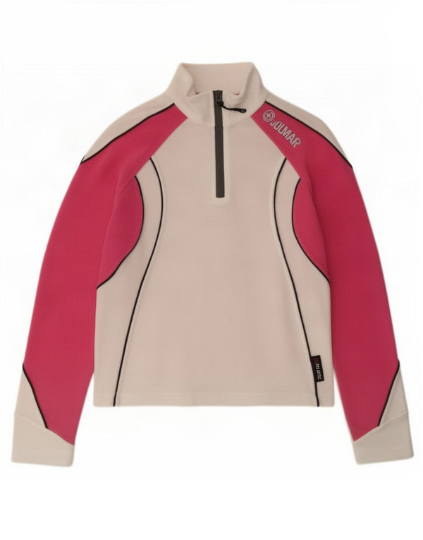 Colmar Pull polaire à col zippé pour femme UK 10 Small Blanc Colorblock