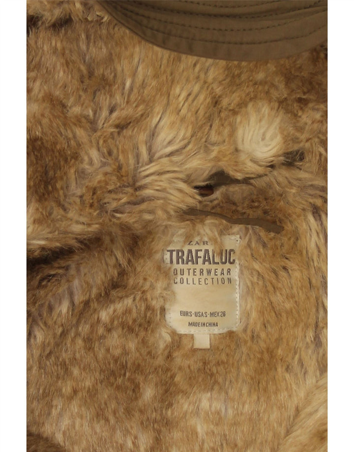 Zara Womens Trafaluc Sherpa Oversize Parka Veste UK 10 Petit Kaki