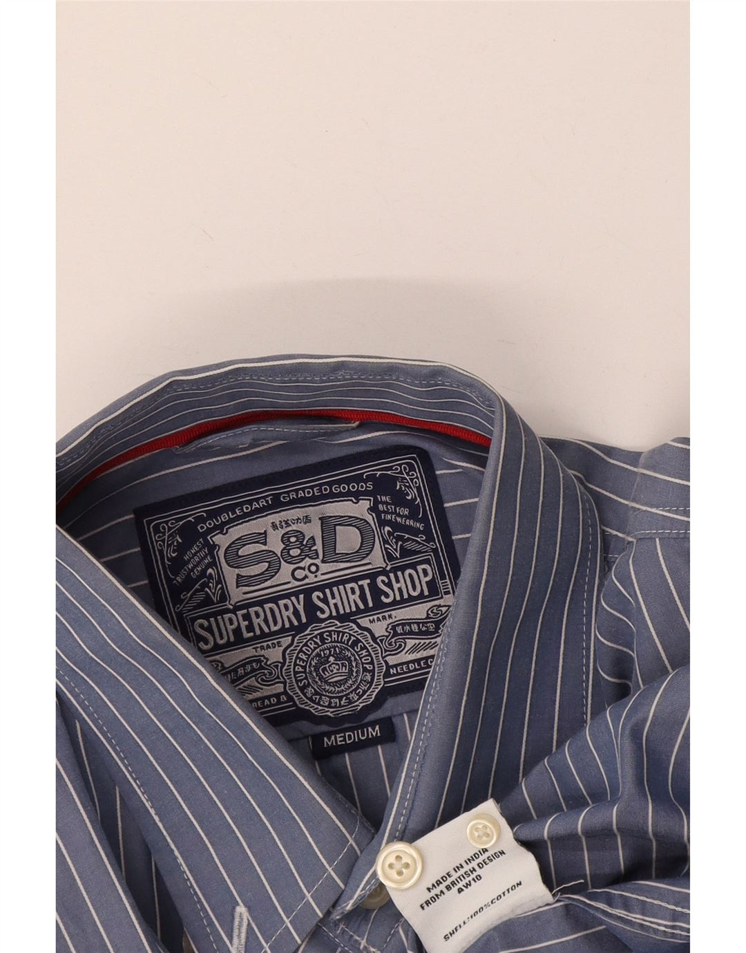 Superdry Chemise Homme Bleu Moyen Rayé Coton