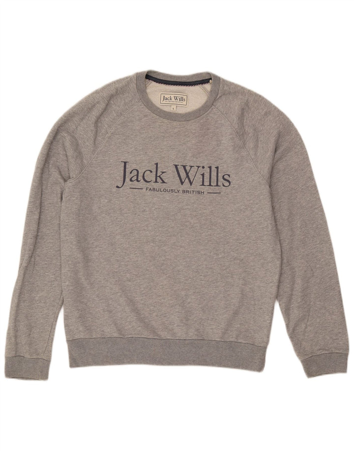 JACK WILLS Sweat-shirt graphique pour homme en coton gris Taille L