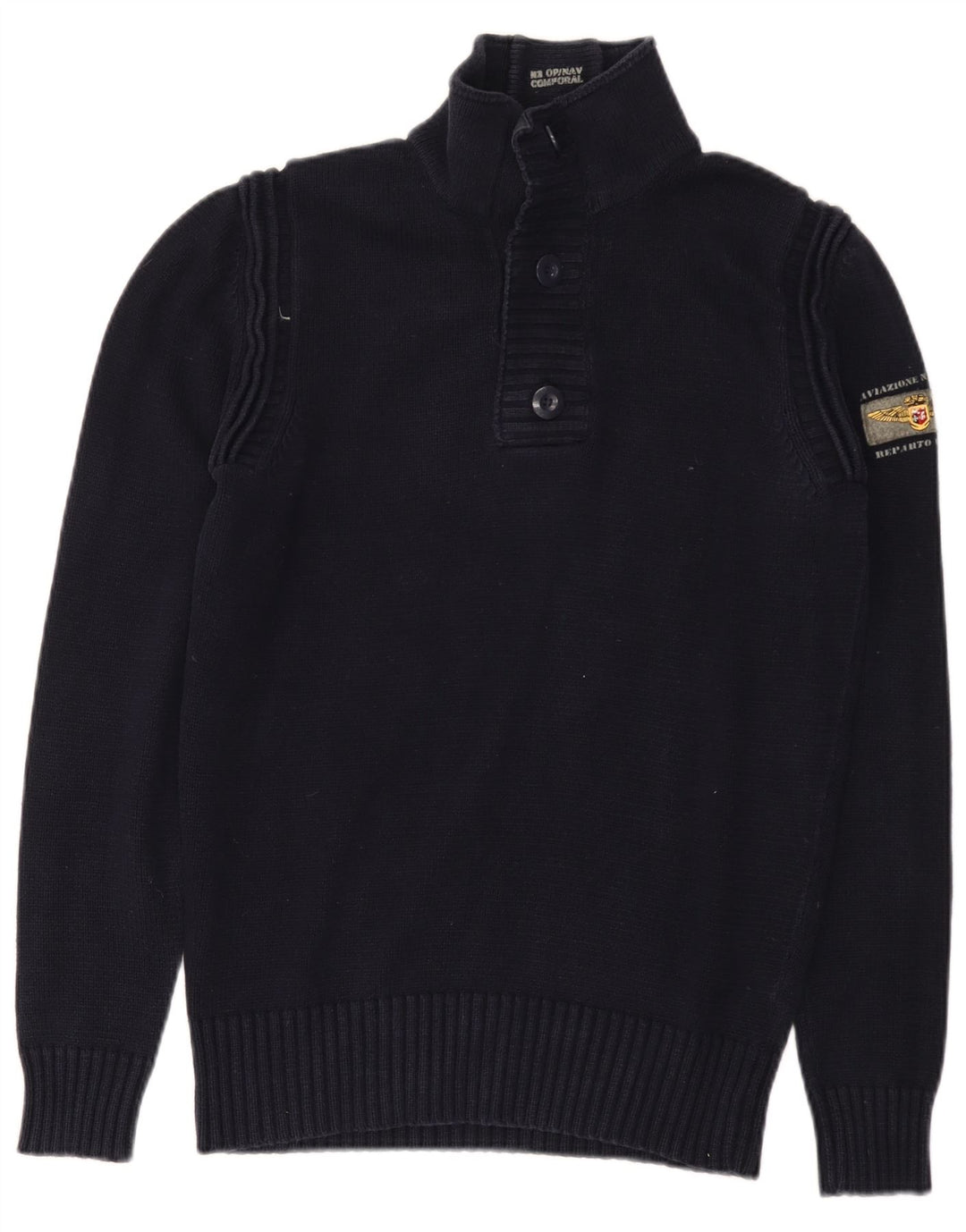 Aviazione Navale Pull col boutonné pour homme en coton bleu marine moyen
