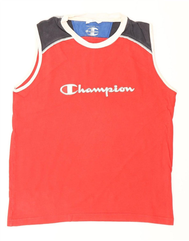 CHAMPION Débardeur Graphique Homme Rouge Moyen Coton Colorblock