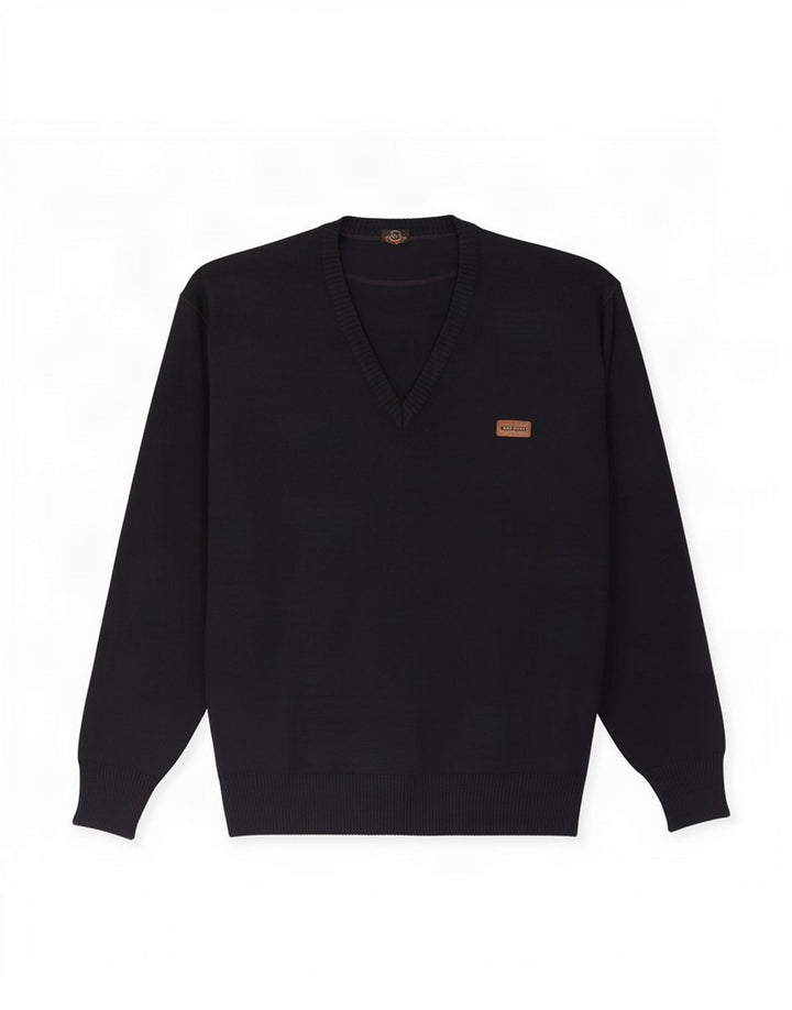 Blue Drake Pull col V pour homme en laine bleu marine