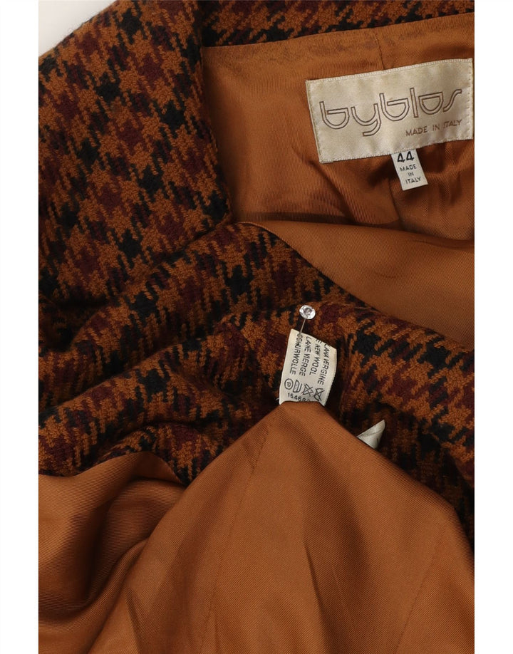 Byblos Veste Blazer 3 Boutons Femme IT 44 Laine Pied-de-Poule Marron Moyen