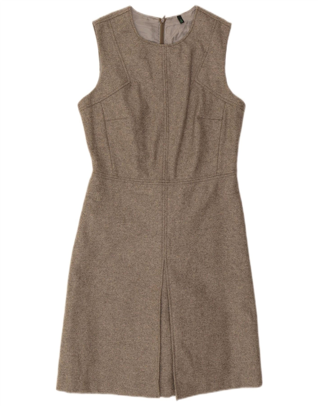 Benetton Robe droite sans manches pour femme UK 10 Petite laine grise