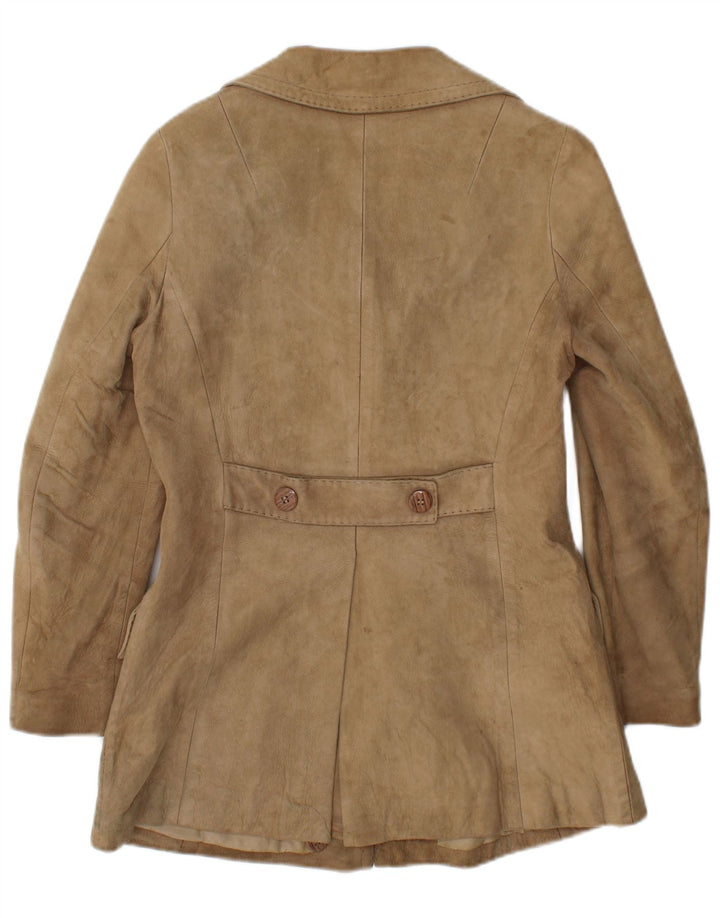 veste en daim femme vintage UK 10 Petit Beige