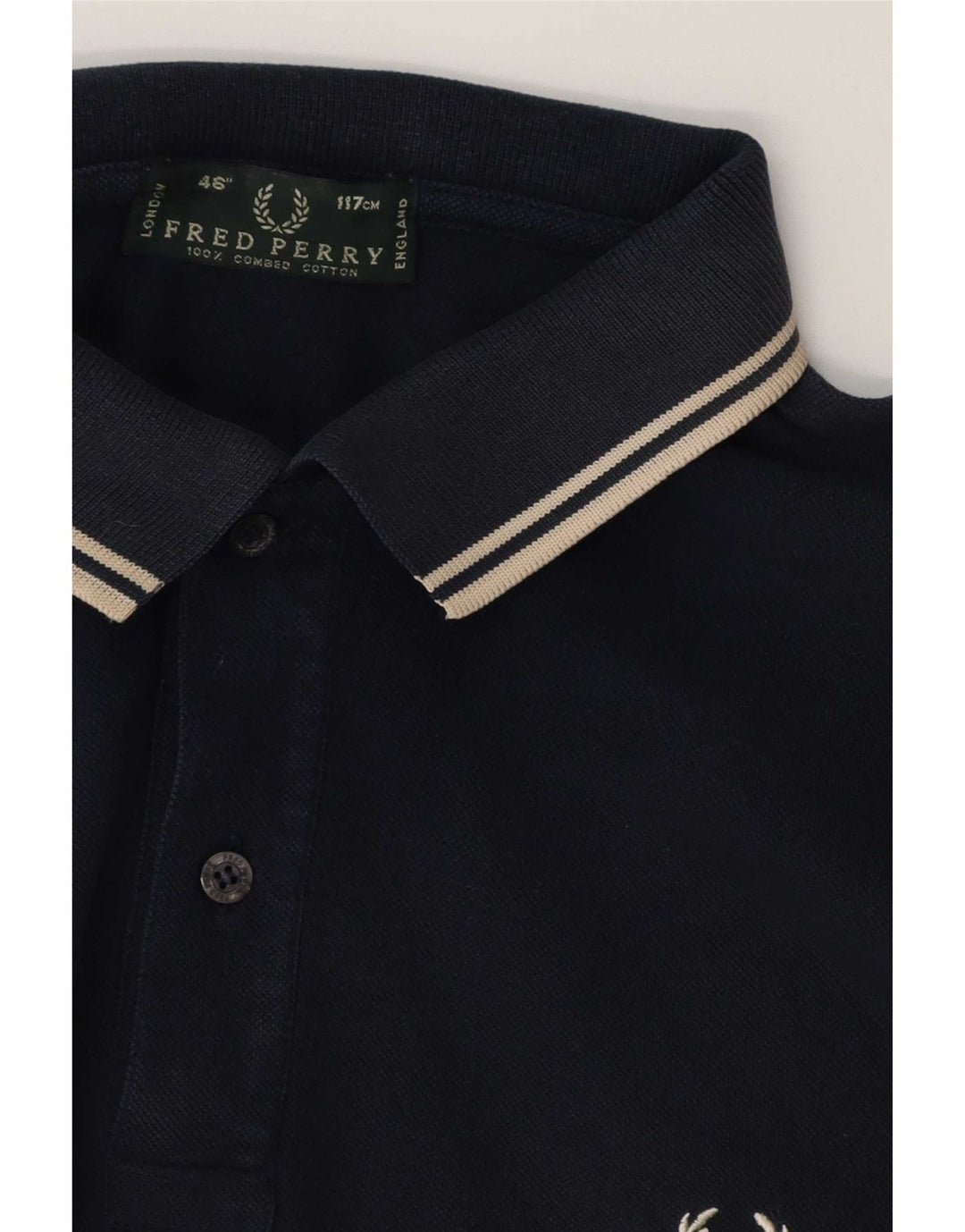 Fred Perry Polo Homme Large Bleu Marine Rayé Coton