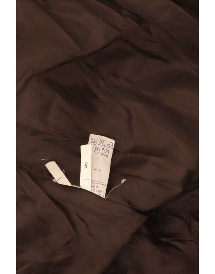 vintage Femme Fausse Fourrure Bomber Veste UK 10 Petit Marron Polyester
