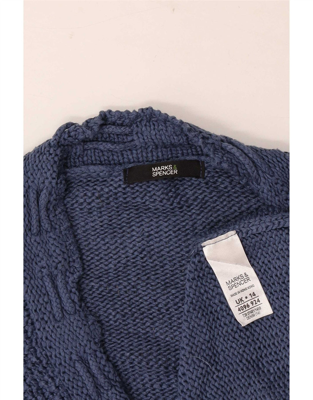 Marks & Spencer Pull cardigan à manches 3/4 pour femme Bleu moyen UK 14
