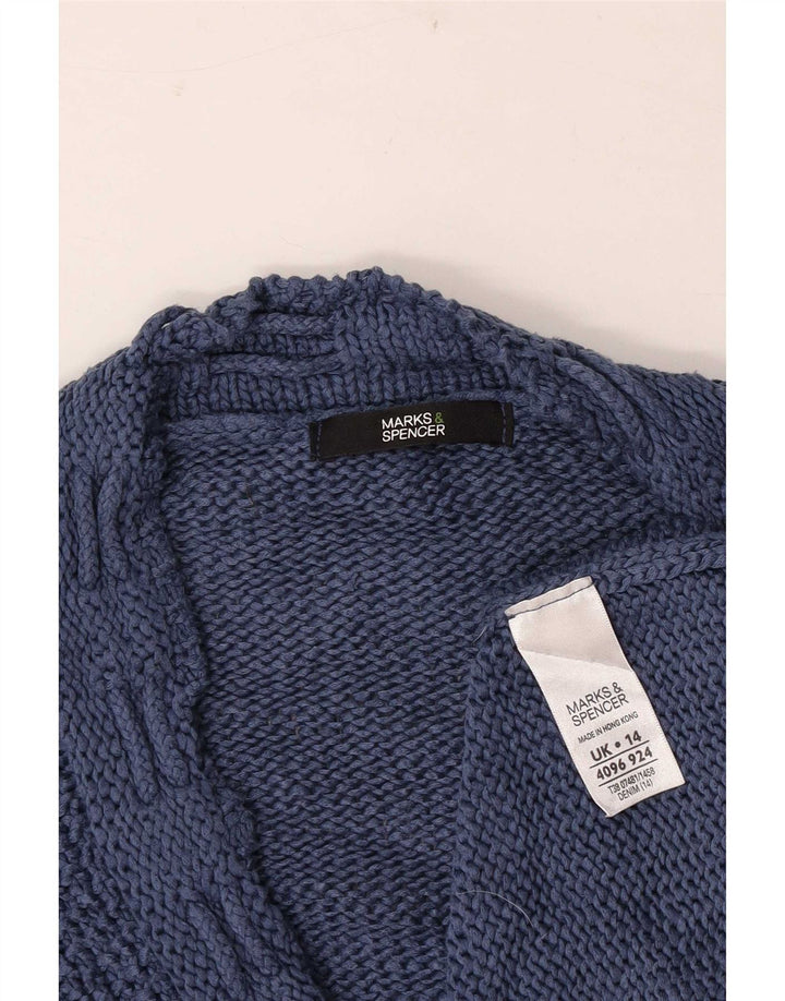 Marks & Spencer Pull cardigan à manches 3/4 pour femme Bleu moyen UK 14