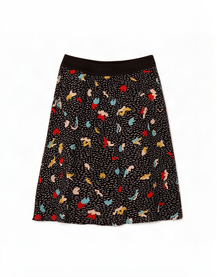 vintage Femmes Motif Abstrait Jupe A-Line Moyen W28 Noir