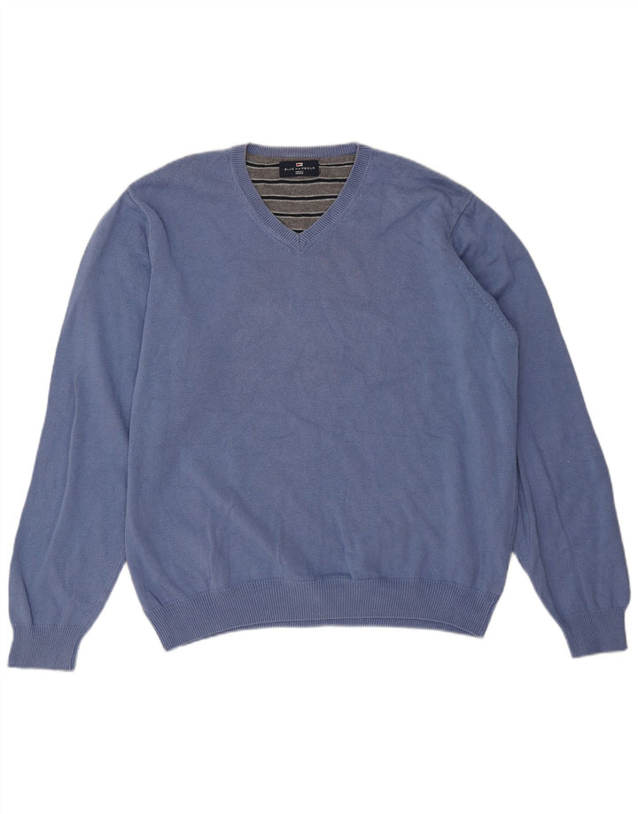 Marks & Spencer Pull à col en V Bleu Harbour pour homme XL en coton