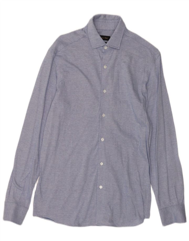 Massimo Dutti Chemise Homme Bleu Moyen Chevron Coton