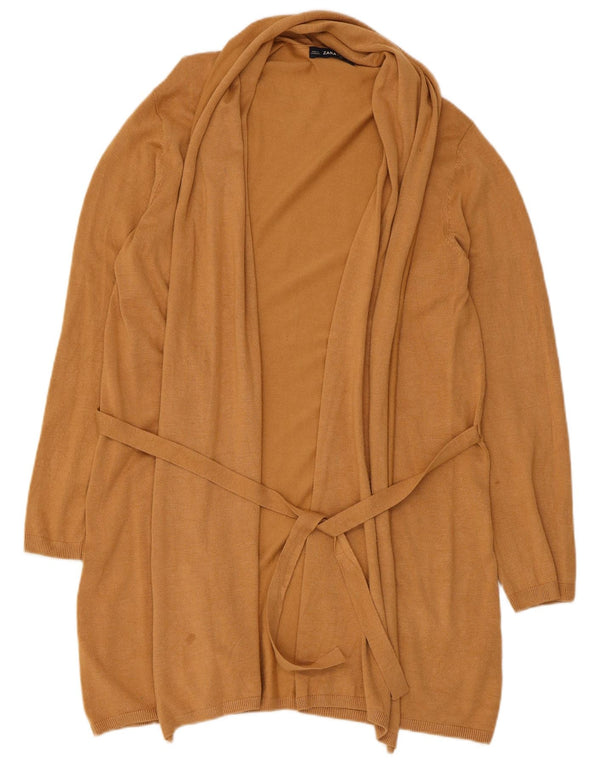 Zara Cardigan long pour femme en viscose beige UK 14
