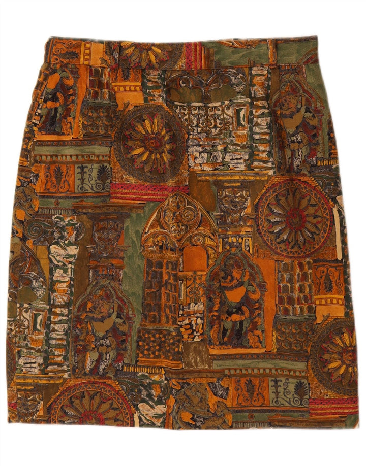 VINTAGE Jupe crayon femme W28 Coton géométrique marron moyen