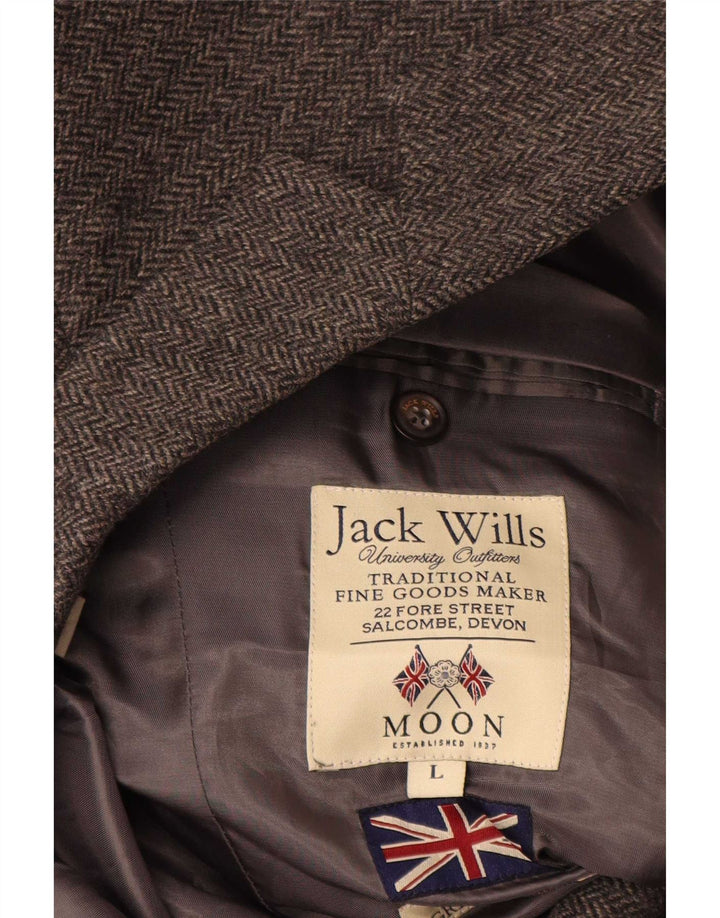 Jack Wills Veste Blazer 2 Boutons pour Homme UK 40 Grande Laine à Chevrons Gris