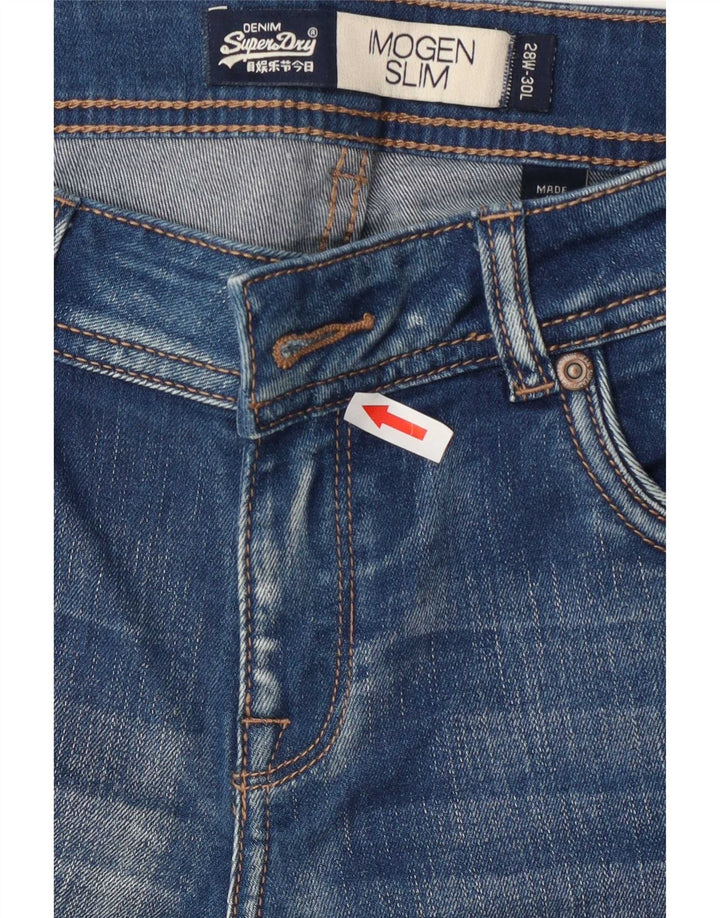 Superdry Jean Slim Imogen Distressed Femme W28 L30 Bleu Coton