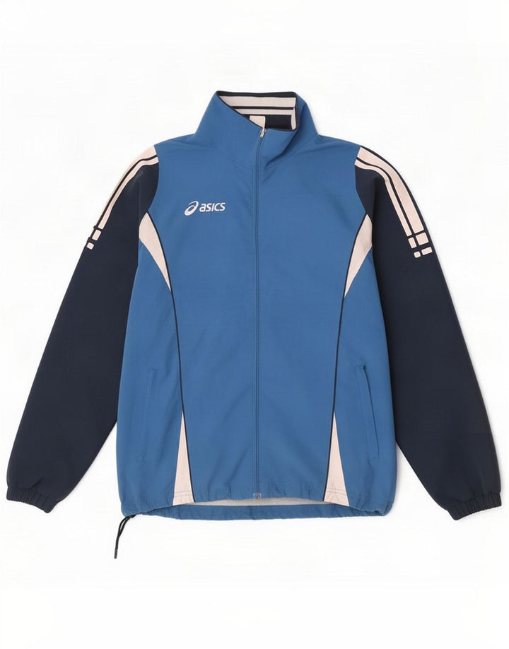 Veste de survêtement Asics pour hommes Large Polyester color block bleu marine