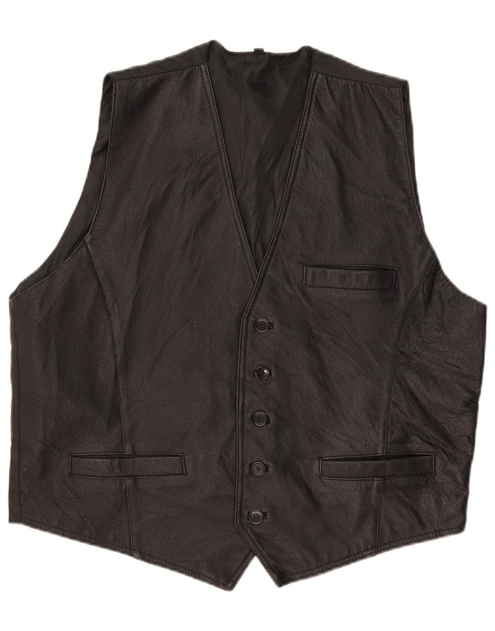 gilet homme vintage XL cuir noir