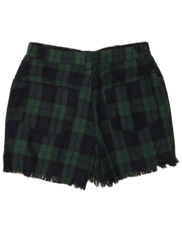 Onyx Short décontracté taille haute pour femme Petit W27 Vert à carreaux Acrylique