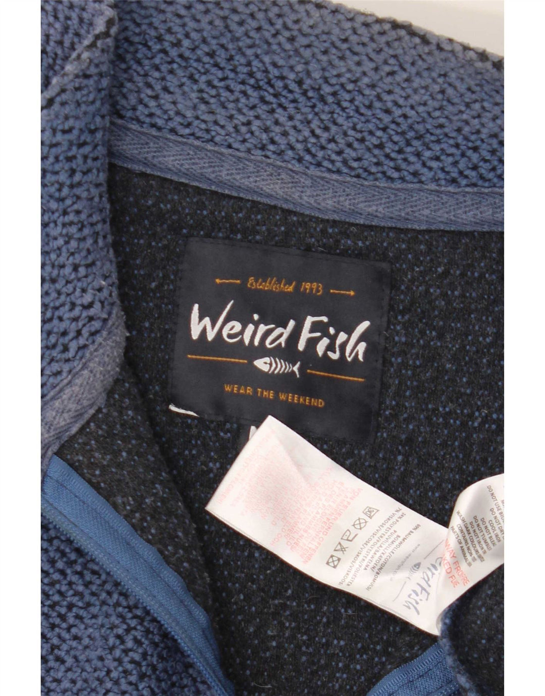 Weird Fish Sweat-Shirt Col Zippé Homme Bleu Moyen Coton