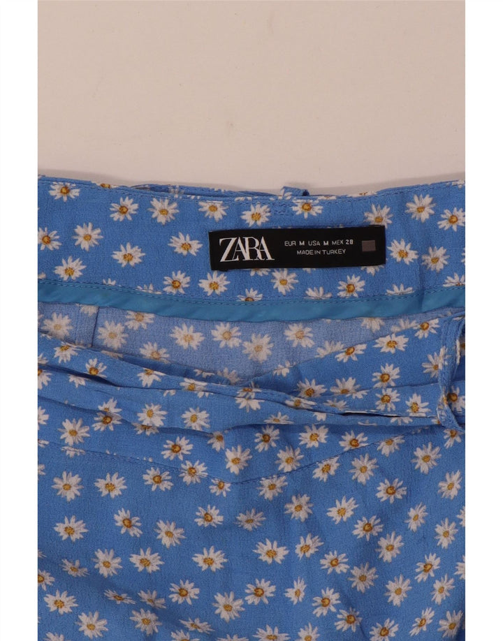 Jupe Femme Zara UK 12 Bleu Moyen Floral