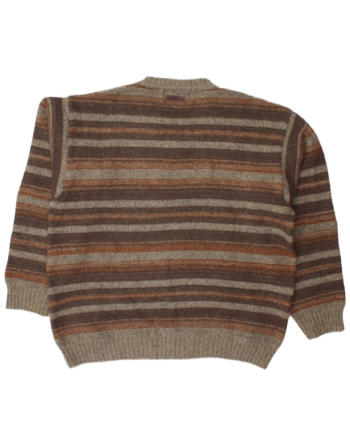 MARLBORO CLASSICS Pull Col V Homme XL Laine Rayée Marron