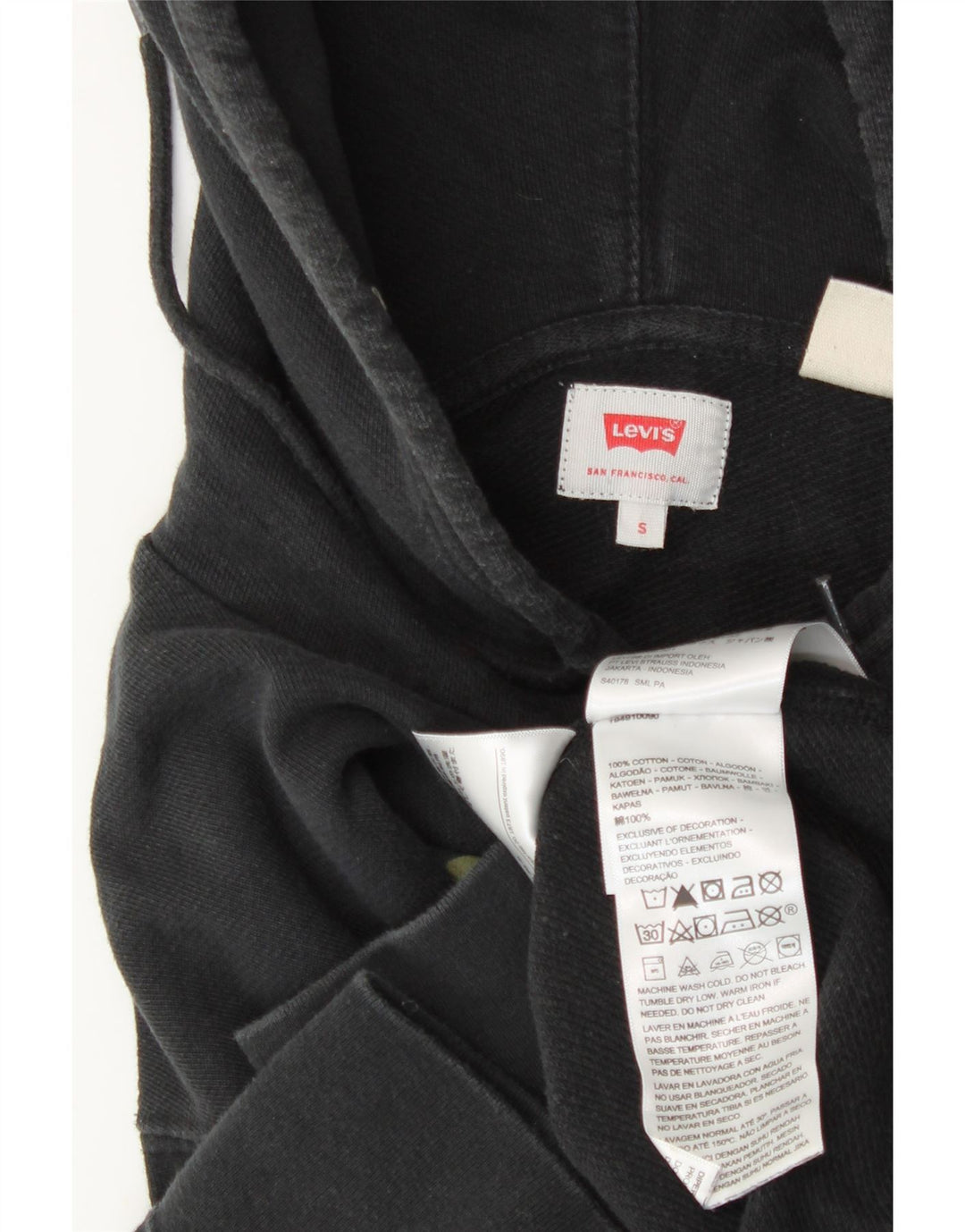 LEVI'S Pull à capuche graphique homme petit coton noir