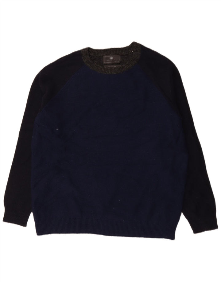 Marks & Spencer Pull à col rond pour homme Taille L Bleu marine Colorblock