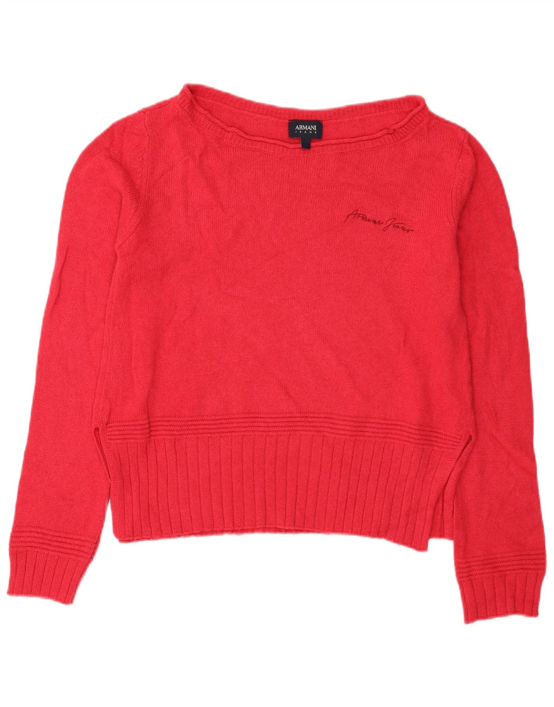 Armani Jeans Pull court à col bateau pour femme UK 14 Rose moyen