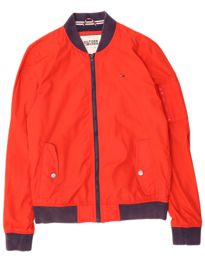 TOMMY HILFIGER Veste Bomber Homme UK 36 Petit Coton Rouge