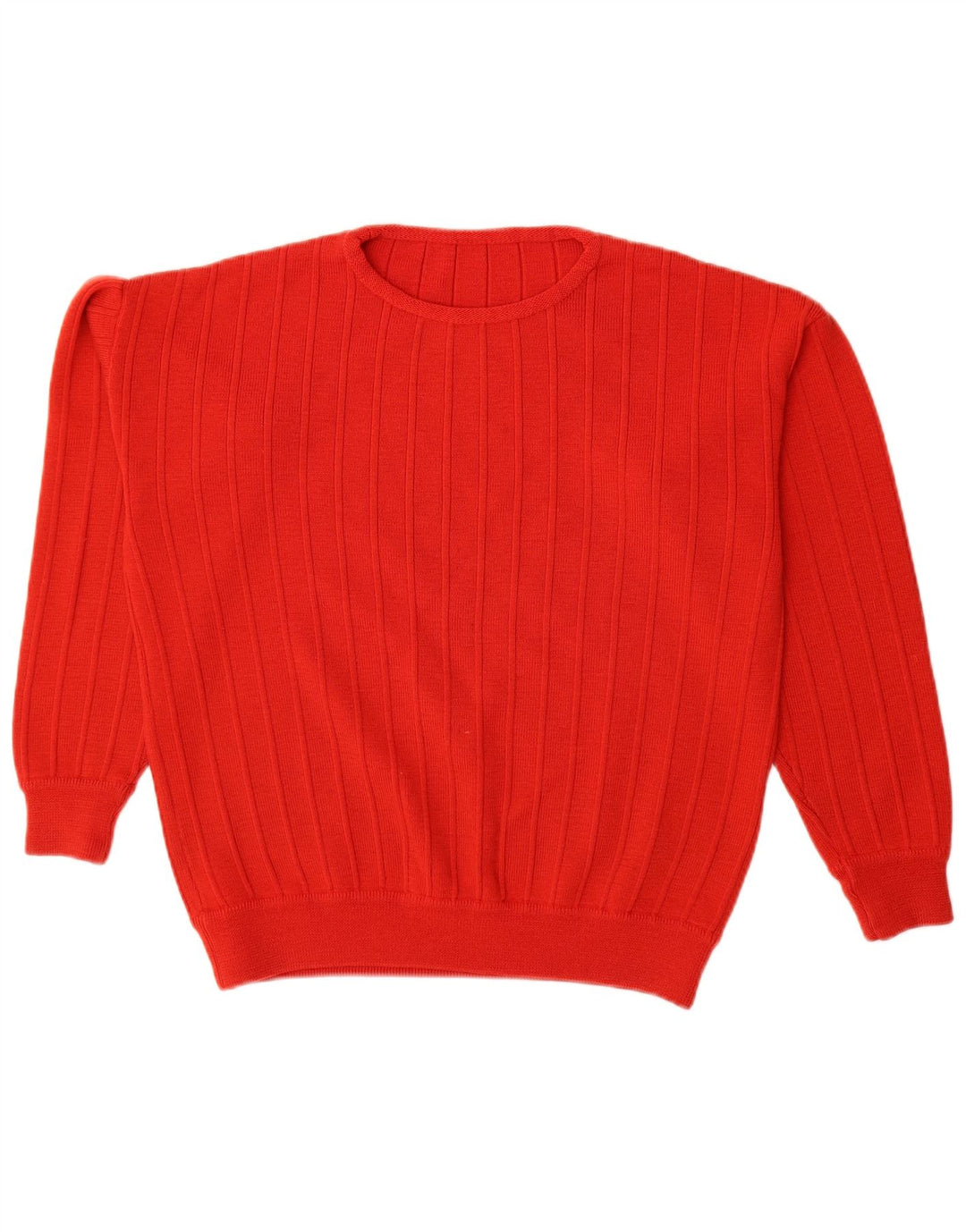 vintage Femmes Oversize Crew Neck Jumper Pull UK 14 Moyen Rouge Rayé