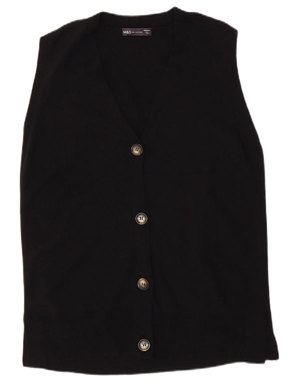 Marks & Spencer Pull cardigan sans manches pour femme UK 14 Noir moyen