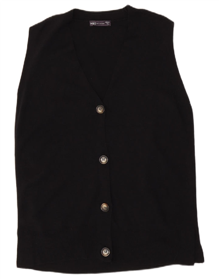 Marks & Spencer Pull cardigan sans manches pour femme UK 14 Noir moyen