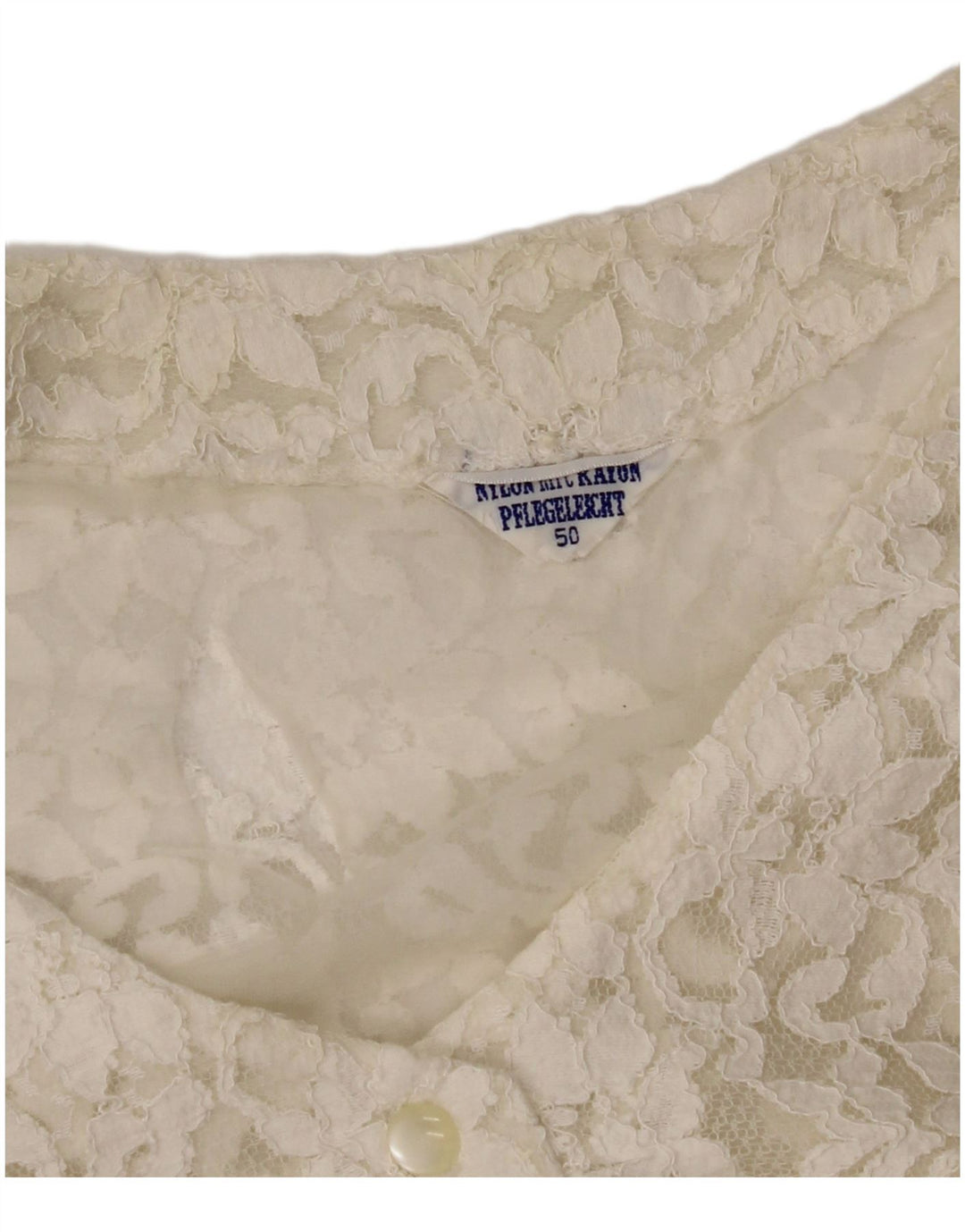 VINTAGE Femmes Crop Chemise sans manches Blouse IT 50 XL Off White Floral