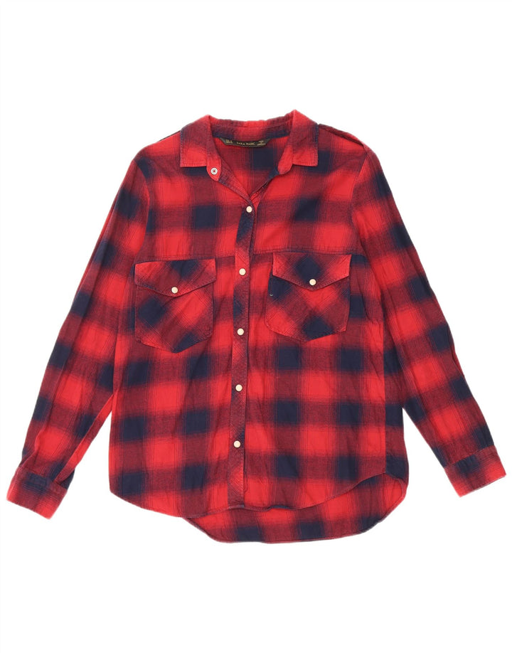 Zara Chemise militaire en flanelle pour femme UK 12 à carreaux rouges moyens