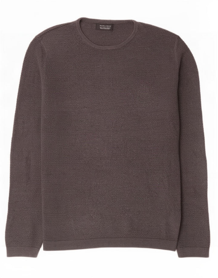 Zara Pull à col rond pour homme Petit gris