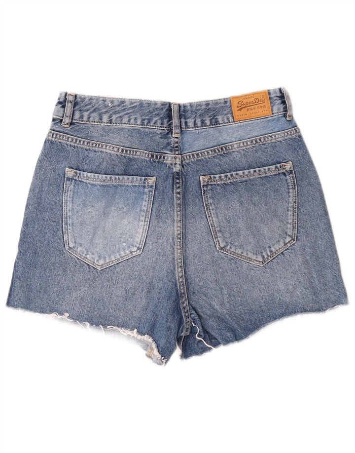 Superdry Short En Jean W28 Femme Bleu Moyen Coton