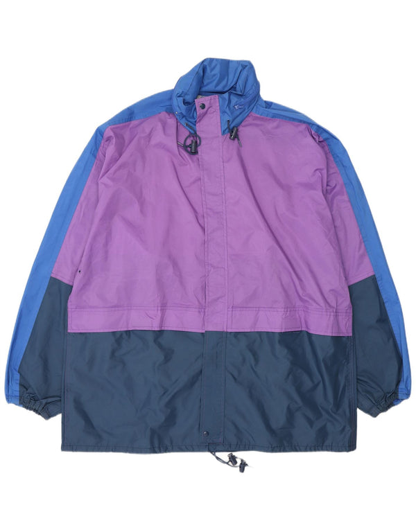 veste de pluie à capuche vintage pour hommes UK 44 2XL Nylon colourblock multicolore