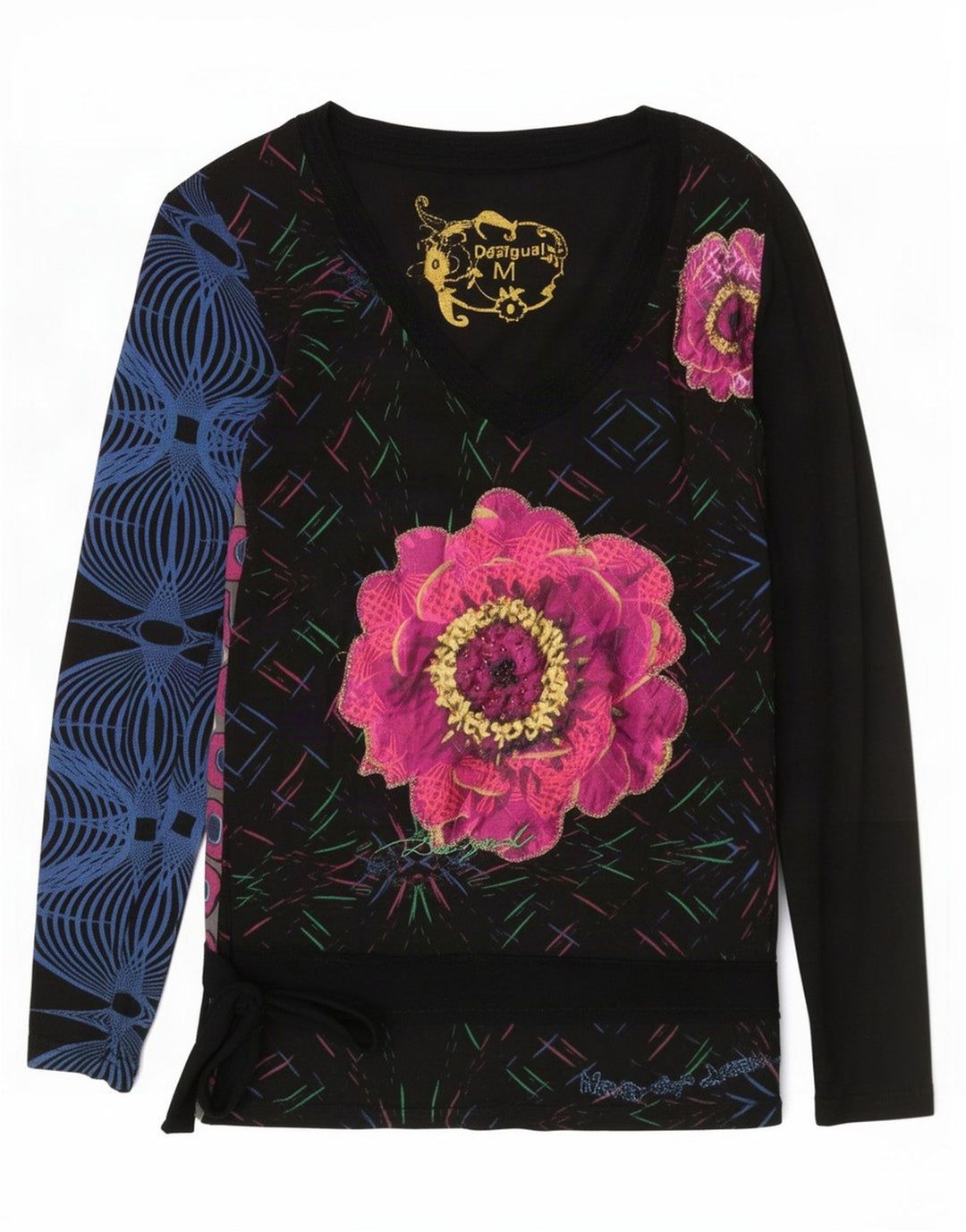 Desigual Womens Abstract Pattern Blouse Top UK 12 Medium Multicolore
