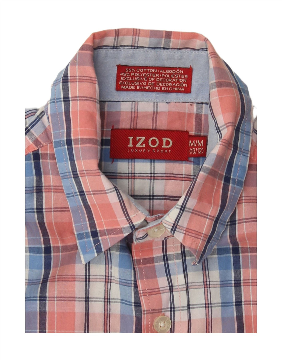 Izod Chemise Garçon 10-11 ans Coton à Carreaux Multicolore Moyen